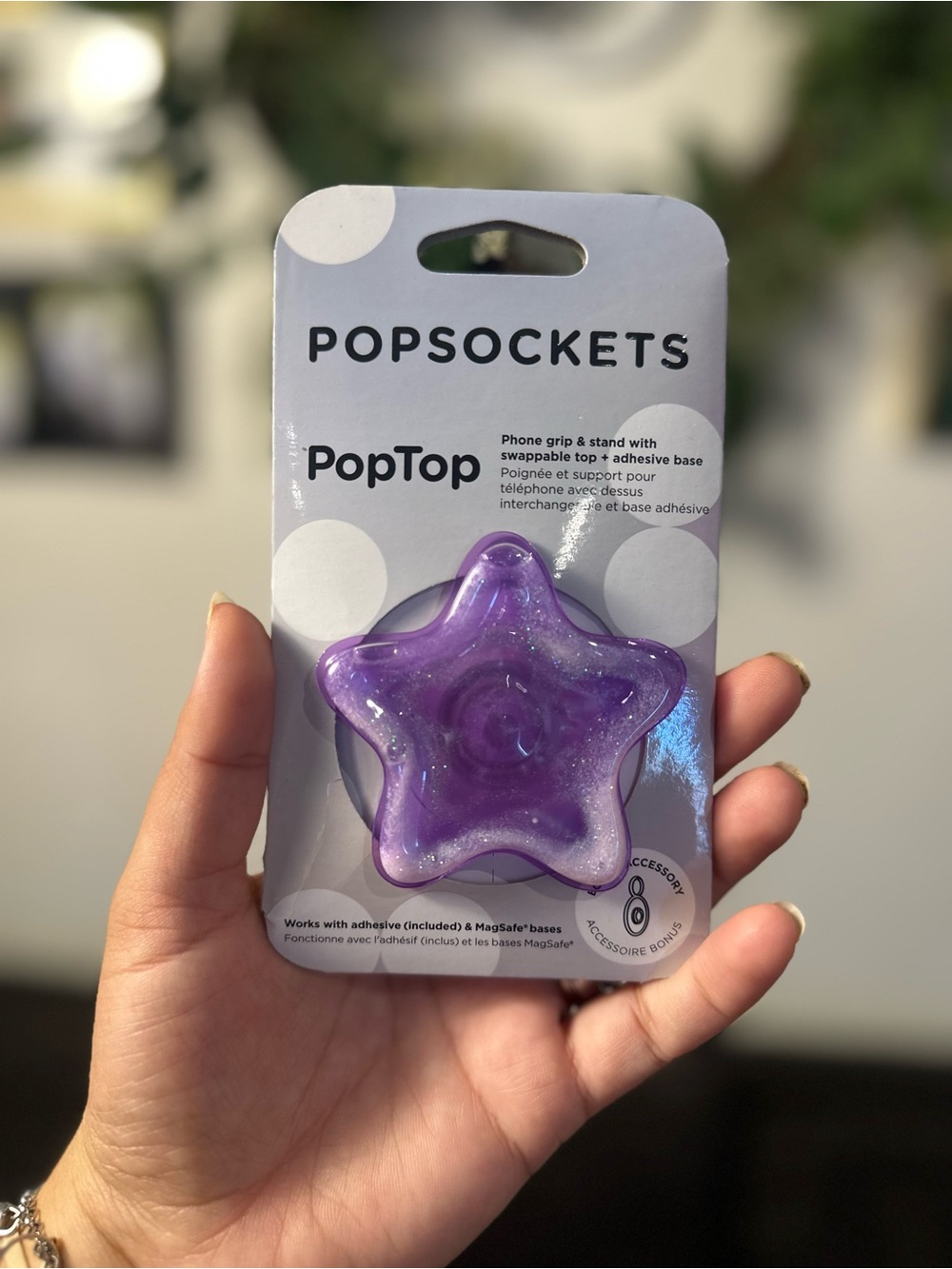PopSocket PopTop Purple Glitter Star Phone Grip